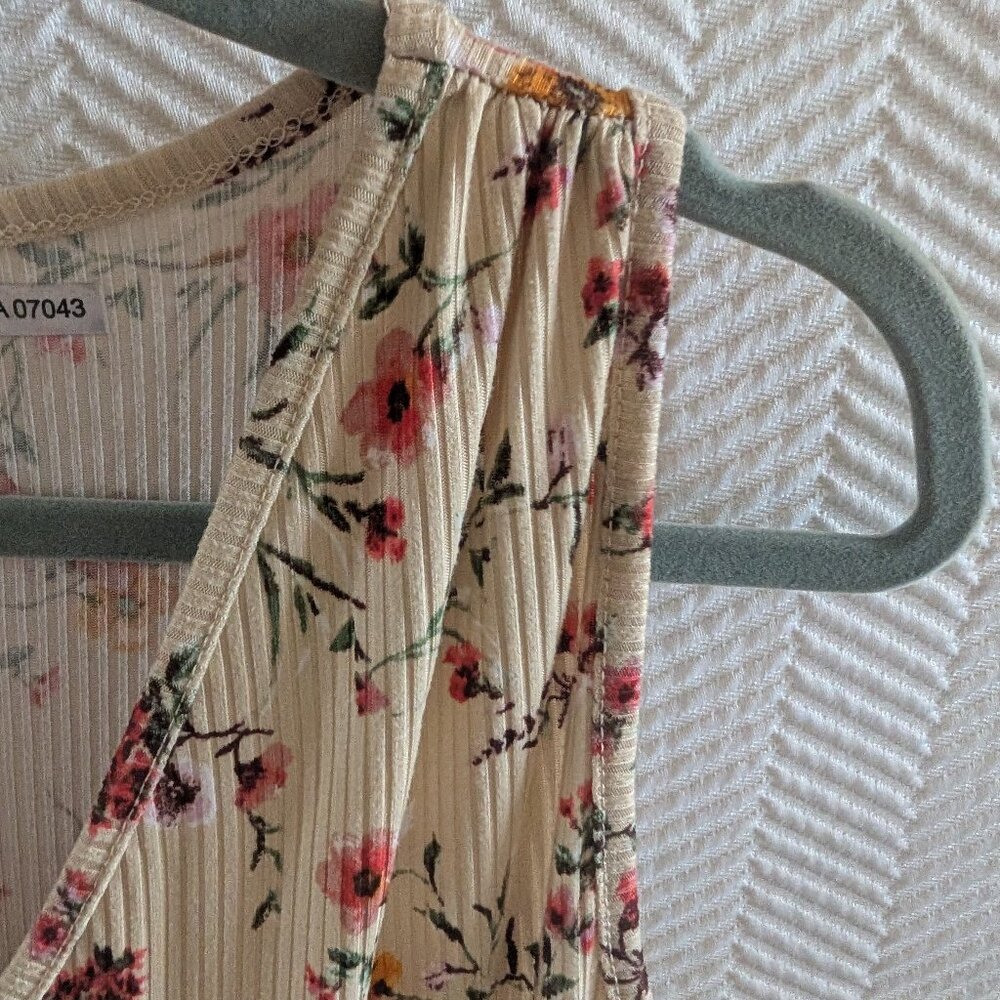 Jessica Simpson Floral Ribbed Maxi Dress V-Neck Sleeveless Medium Cottagecore - Picture 8 of 12